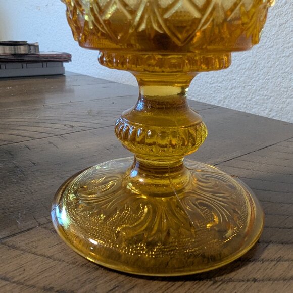 1840 Old Baccarat Style Amber Orange Glow Arabesque Pattern Intricate Wine Glass - Picture 3 of 14